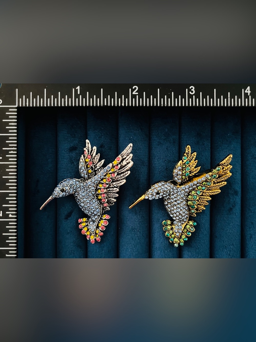 2 Pieces Blue Enamel Birds Brooch